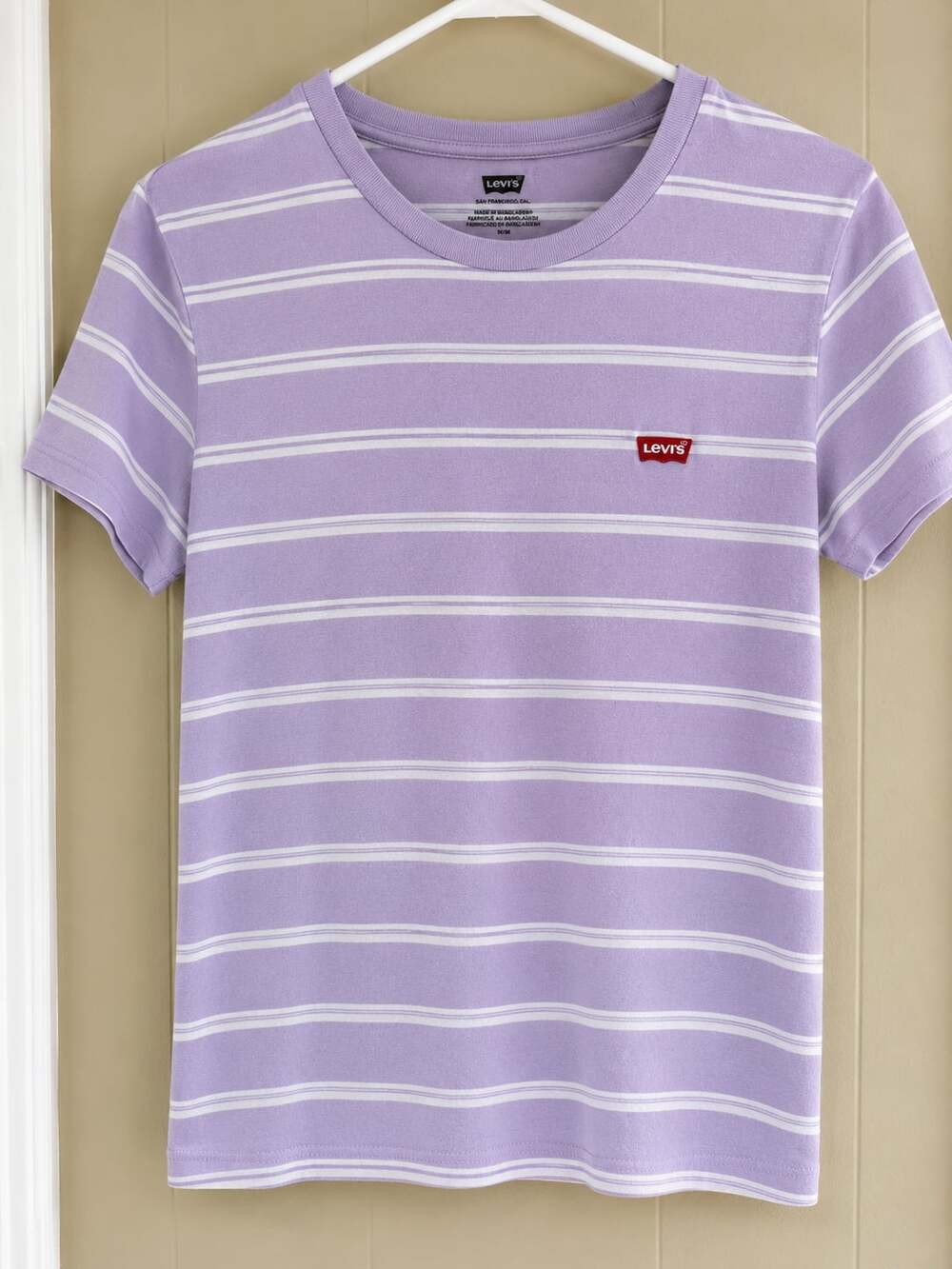 Levi's Women's Striped Crew Neck Short Sleeve T-Shirt in Heirloom Lilac